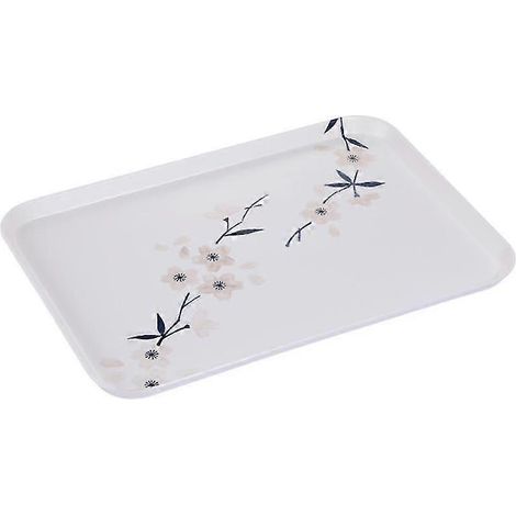 Plateau à apéritif en mélamine à motif de fleurs de cerisier, résistant à la chaleur, pour table à manger, table basse, usage domestique. (1/5)