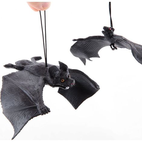 Lot de 2 chauves-souris géantes en caoutchouc, décoration d'Halloween originale pour maison et fête, effet surprise garanti