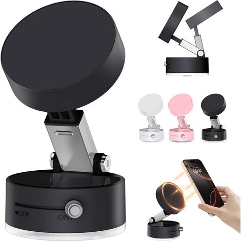 Soporte magnético para teléfono con ventosa al vacío, soporte plegable para coche, compatible con todo tipo de teléfonos, para coche, espejo retrovisor o nevera. Múltiples aplicaciones. (1/4)