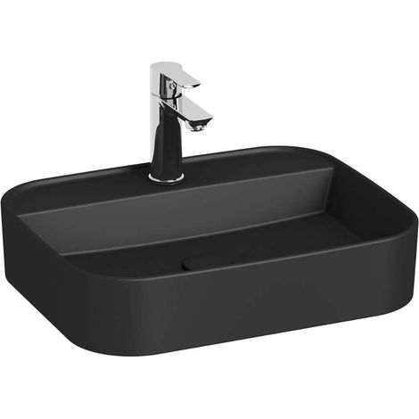 Jika Astra - Aufsatzwaschbecken, 50x40 cm, ohne Überlauf, Hahnloch, mattschwarz H8183627161111 (1/2)