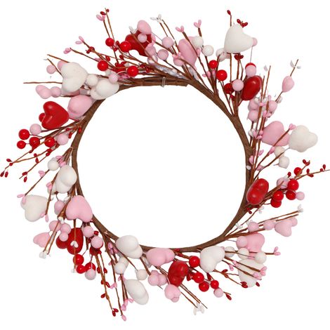 Guirlande De Cœur En Faux Fleurs - 30 Cm - Pour Porte Intérieure Extérieure - Décoration Printemps Saint Valentin - 1 Pièce (1/5)