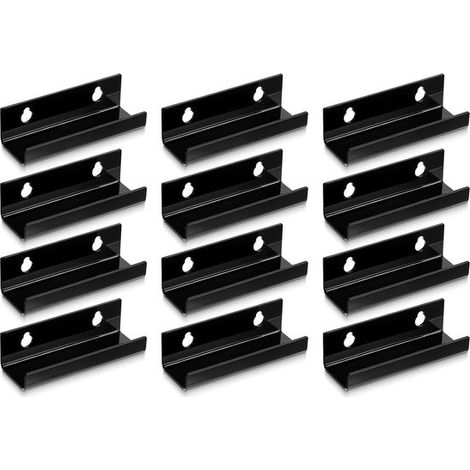 Porta dischi in vinile, set da 12 pezzi, porta dischi, sistema di archiviazione per LP, montaggio a parete, 10 × 3,5 × 3 cm, supporto espositivo in acrilico, porta dischi in vinile (1/5)