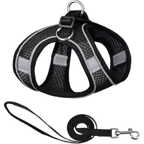 Nouvelle sangle de poitrine pour animaux de compagnie - Gilet réfléchissant - Corde de traction noire - Taille M (1/5)