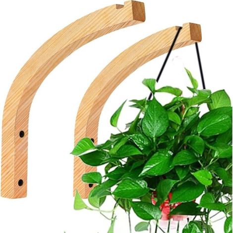 2 Morceau De Bois Pot Suspendu Mural Bois Crochet Pflanzenhalterung Support Lanterne Mur Crochet Plantes Mural Bois Blumenampelhalter Plantes Planteurs Suspendu Crochet