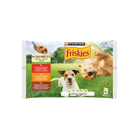 FRISKIES ADULTO Gelatina para perros sabor ternera, pollo y cordero 4x85g