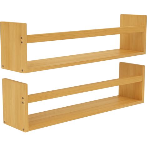 2er-Pack Bambus-Wandregale mit Baldachin, 15 x 70 x 12 cm, Thinia Home