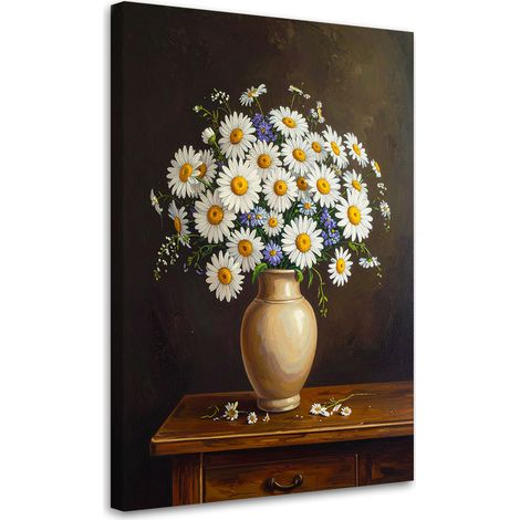 Cuadro en Lienzo, Ramo de margaritas y flores silvestres en un jarrón, 20x30 (1/5)