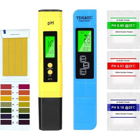 Testeur TDS+EC+Thermomètre 3en1 et pH mètre avec Fonction d'étalonnage Automatique, précision Moniteur de qualité d'eau Stylo Stylo Portable pour Eau Potable, Aquariums, piscines et spas (1/5)