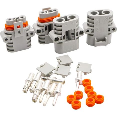 Paquete de 2 conectores de batería de 50 A y 600 V: conector de fácil y rápida instalación para aires acondicionados, autocaravanas y caravanas. Conector rápido. (1/5)