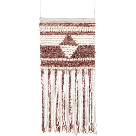 Decorazione da parete lana rosso scuro e beige chiaro 43 x 90 cm boho SAIF