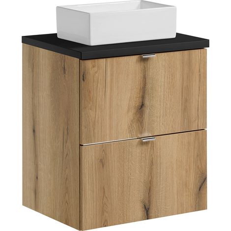 Waschtisch 50cm, in Eiche und schwarz, NEWPORT-56-OAK (1/5)