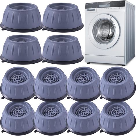 12 Pieces Anti-Vibration Washing Machine Mats, Washing Machine Foot Pads, Noise Reduction Pads, Cushions for Universal Washing Machines and Dryers, Gray (1/5)
