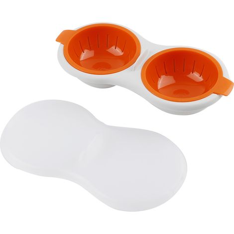 Cuiseur à œufs mini double couche pour micro-ondes, orange, poché œufs au petit-déjeuner, cuisine pratique (1/5)