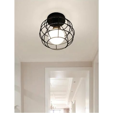 U-do Plafonnier intérieur industrielle - Cage en boule ronde - Noir (1/4)