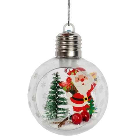 Bola de plástico con iluminación LED y Papá Noel 8 CM II (1/3)
