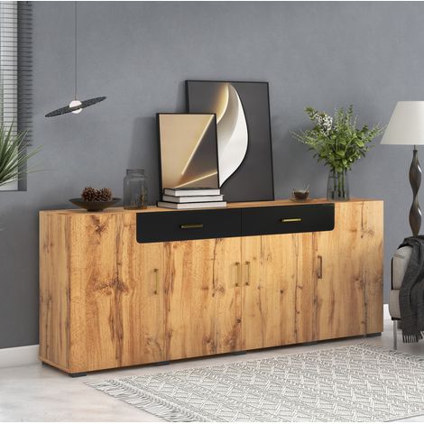 mobile credenza 208x39,5x80 con 2 cassetti marrone OKMYHOME (1/5)