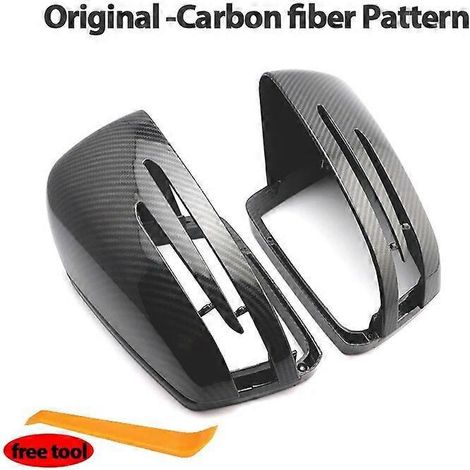 Spiegelkappen in Carbonfaser-Optik, schwarz, passend für Mercedes-Benz C W204 E W212 W176 W246 CLS C218 GLA X156 – Original Carbon-Look