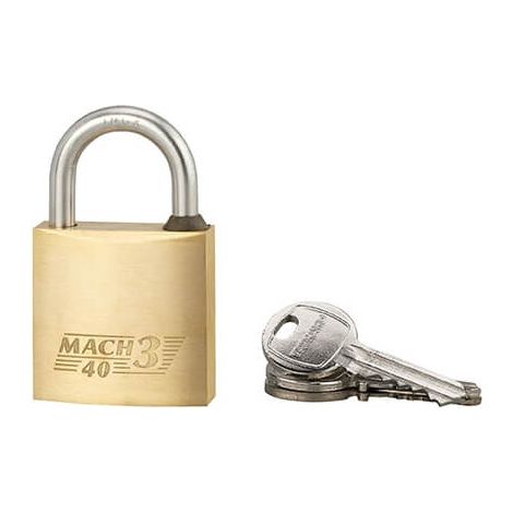 Lucchetto Mach 3 40mm arco acciaio inox, ottone, da esterno, anticorrosione, 3 chiavi  - THIRARD