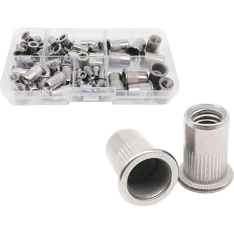 Boîte de 70 rivets en acier inoxydable 304 pour écrous à sertir (1/5)