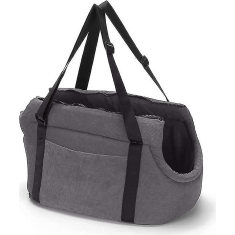 Sac de transport lavable pour chien, chat ou lapin, en velours côtelé, gris, taille L. (1/4)