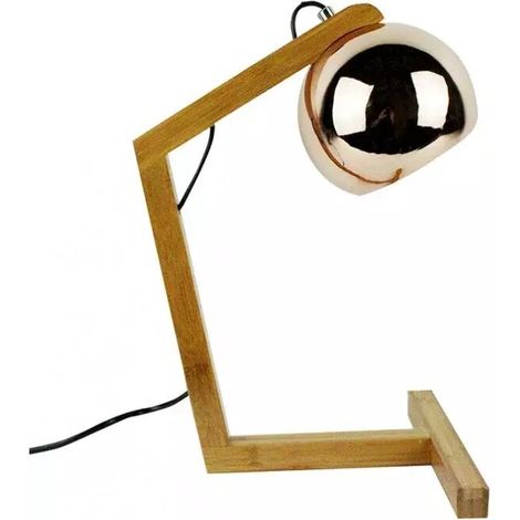 Lampe de chevet en métal cuivré avec pied en bois, hauteur 41 cm – COPPER, marque ACKERMAN (1/3)