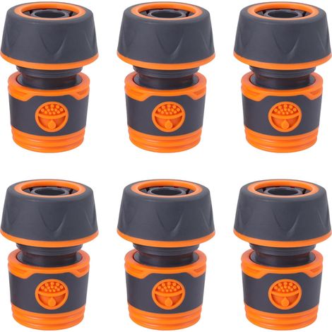 6 Pièces Raccord Rapide Tuyau Arrosage 3/4 Pouce, Embout Tuyau Arrosage 16mm avec Grip Antidérapant, Connecteur de Tuyau d'Arrosage pour Jardin, Lavage de Voiture et Système d'Irrigation (1/4)