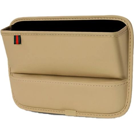 Accessoires de rangement universels pour l'intérieur de voiture : console centrale en similicuir blanc cassé, espace entre les sièges avant et latéraux, etc. (1/5)