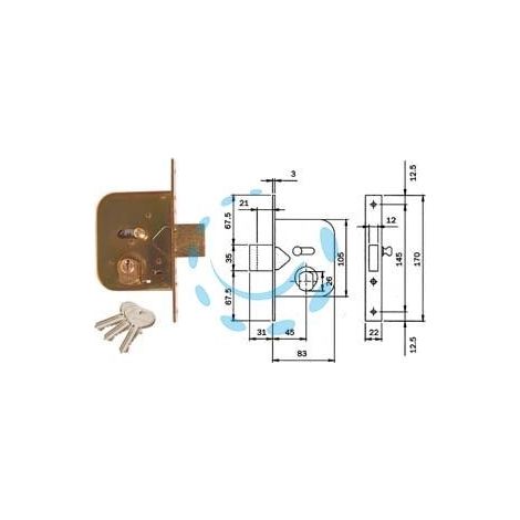 SERRATURA DA INFILARE PER CANCELLI CATENACCIO E SCR. CON NOTTOLINO 604 - mm.45 (604450)