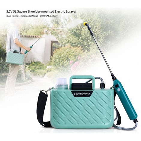 Spruzzatore elettrico da 5 litri - Senza fili, ricaricabile tramite USB - Spruzzatore da giardino con lancia telescopica e 2 ugelli (1/5)