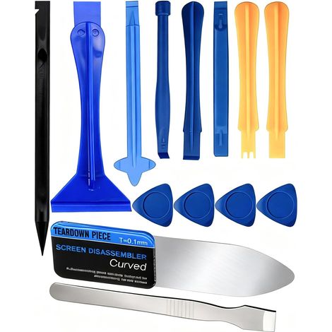 14Pcs Kit d'Outils de Levier—Outils Leviers Métal et Plastique Ultra‑Fins, Tournevis Magnétiques, Ventouses et Pincette pour Smartphone, Tablette, Macbook, Kindle et Réparations Électroniques (1/5)
