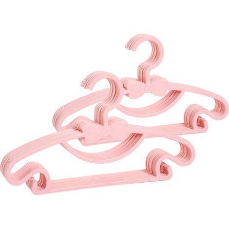 Children's Hangers, Plastic Children's Clothes Hangers Baby Non-Slip Hangers Baby Hangers Set, for Wardrobe Closet Clothes, (Pink, 20 Pieces) (1/5)