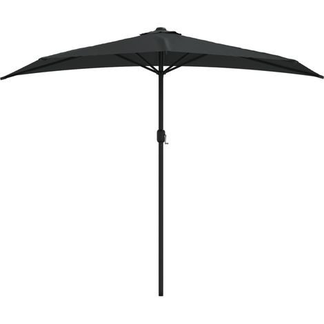 Parasol de balcon avec mât en aluminium Noir 270x144x222cm Demi vidaXL