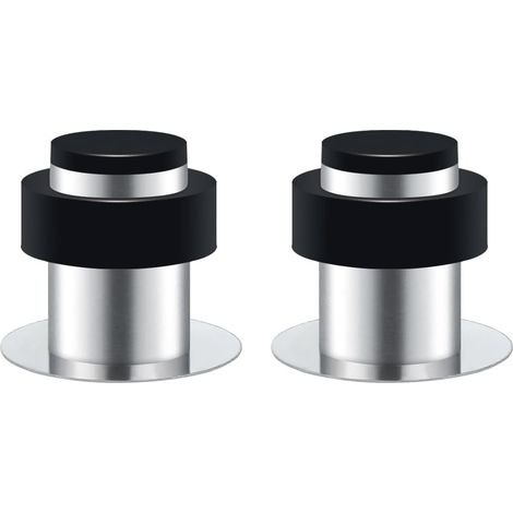 Juego de 2 topes de puerta de pared de 45 mm de alto, de acero inoxidable, con adhesivo y tornillos, para suelo