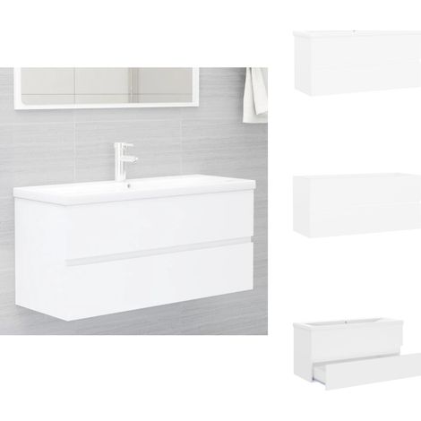 Armoire d'évier avec lavabo intégré Blanc Aggloméré - Meuble De Salle De Bain - Meuble Vasque - Ensemble Meuble Lavabo - Lave-mains - Lavabo Intégré (1/5)