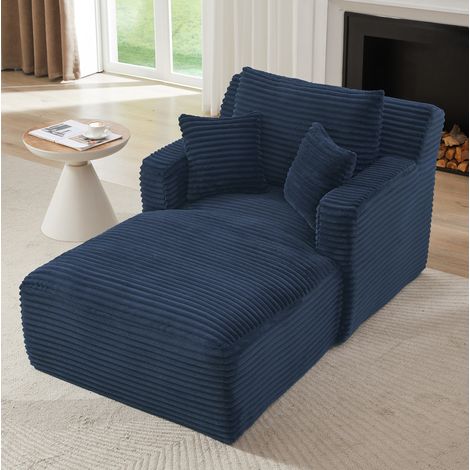 Chaiselongue en corduroy bleu 166 x 100 x 82 cm, sans montage, REDOM (1/5)