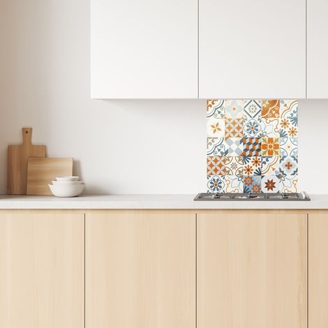 Lupia Pannello Paraschizzi Schienale Cucina con decorazione stampata, TILES COLOR, in Alluminio composito, Facile da applicare, Lavabile Ignifugo Resistente all'Acqua 60xH62,5 cm (1/4)