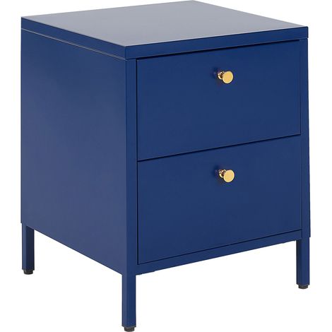 Nachttisch mit 2 Schubladen KYLEA Metall Marineblau