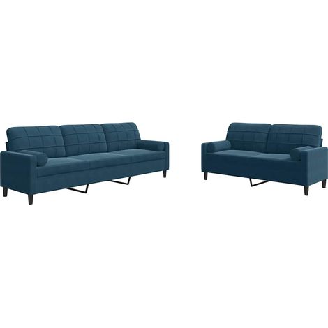 Maison Exclusive - Set di Divani 2 pz con Cuscini e Rinforzi Blu in Velluto