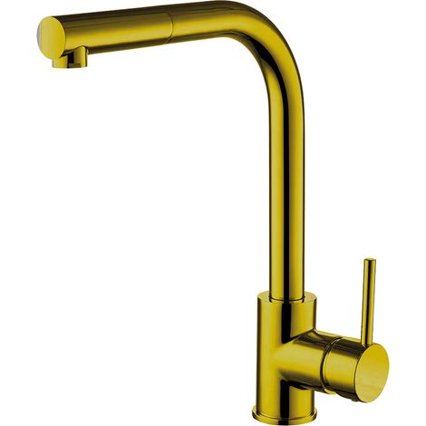 Nuie Zansar Pull Out Kitchen Sink Mixer Tap Single Lever Handle - Brushed Gold