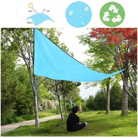 Bleu - 3x3m triangular awning, a simple and effective outdoor sunshade sail. (1/4)