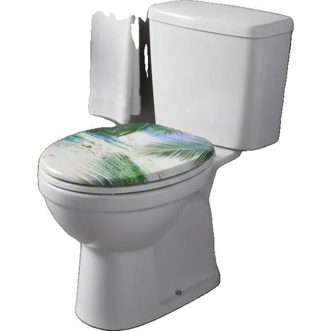 Sedile WC con chiusura ammortizzata, struttura in MDF resistente e sacchetto (1/5)