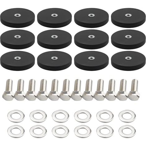 Lot de 12 aimants de montage robustes en néodyme anti-rayures avec goujon fileté mâle M4 et écrous pour barre d'éclairage, caméra, armoire automobile (1/5)