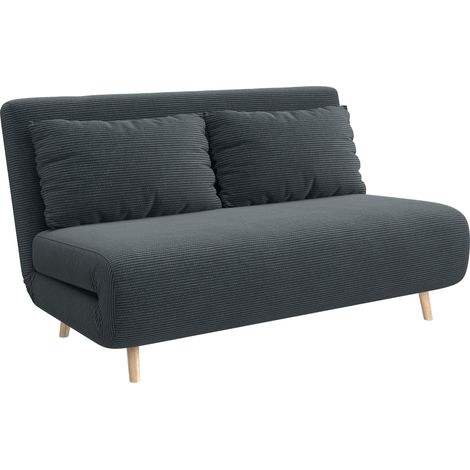 Sofá cama cama invitados, respaldo regulable en 3 posiciones, acabado efecto cuerda, carga 120 kg, medidas 141×90×81 cm, gris oscuro (1/5)