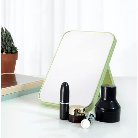 Miroir De Maquillage Miroir Portable Grand Miroir De Voyage Miroir De Beauté De Mode Avec Support Réglable Carré Simple Bureau Dressing Miroir 1pcs (Vert) (1/3)