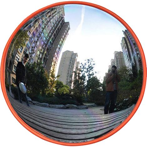 Miroir de sécurité de miroir de circulation convexe 45cm miroir d'angle mort de voie circulaire 130 degrés grand angle visuel HD miroir d'inspection avec support mural (1/5)