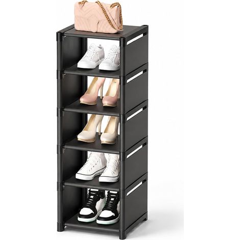 Étagère à chaussures étroite à 6 niveaux, 26 x 27 x 90 cm, organiseur vertical à chaussures, étagère de rangement en métal, armoire à chaussures haute pour entrée, couloir, vestiaire (1/5)