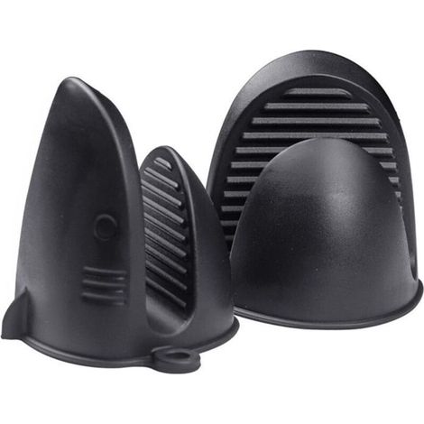 Gants de four en silicone résistants à la chaleur, antidérapants, imperméables, parfaits pour la cuisine, la pâtisserie et le barbecue (noir) (1/4)