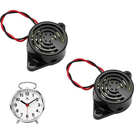 Paquete de 2 zumbadores electrónicos, 3-24 V, 100 dB, para juguetes electrónicos, alarmas, fotocopiadoras, teléfonos y diversos dispositivos, color negro. (1/5)