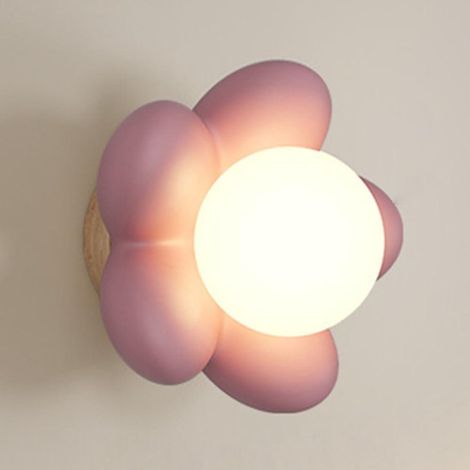 Applique Murale LED D'Intérieur en Forme De Fleur - Dessin Animé pour Chambre D'Enfant avec Abat-Jour Sphérique en Résine et Acrylique (1/5)