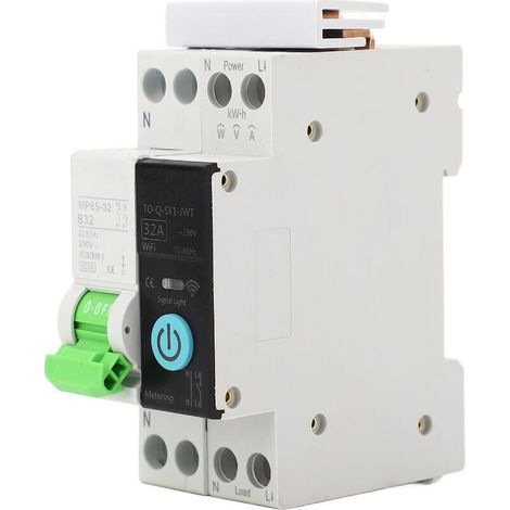 Interruttore automatico Crezuo Smart WiFi 1P+N con capacità di interruzione di 6 kA, interruttore automatico controllabile a distanza da 16 A AC 230 V. (1/4)